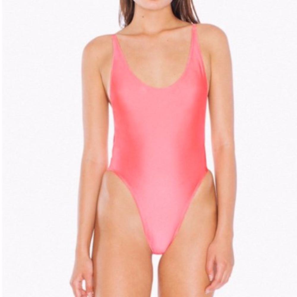 American Apparel Nylon Tricot High Cut One Piece pink